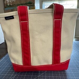 Lands End Mini canvas tote. Red and cream. BRAND NEW!